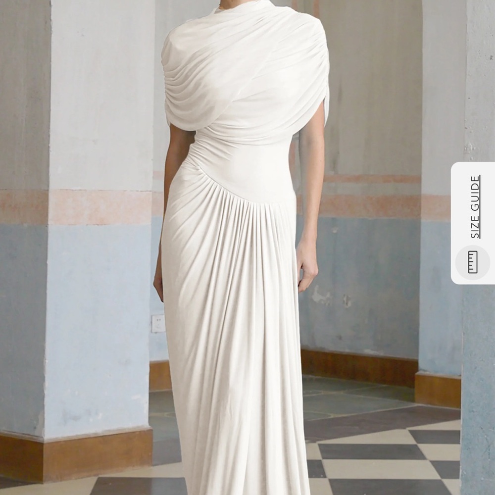 Catherine asymmetric pleated maxi dress